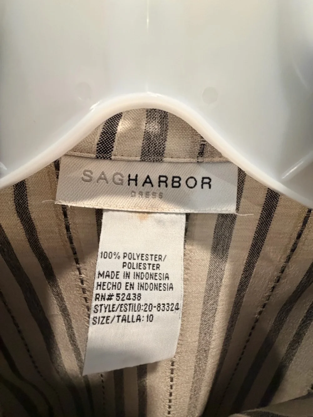 Sag Harbor Striped Blazer Top Size 10 Beige Button Front Career Jacket